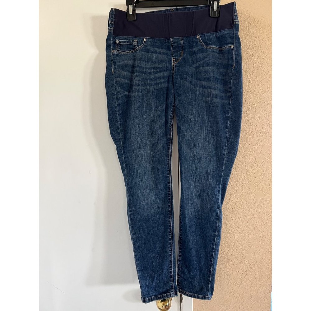 Levi Strauss Signature Maternity Stretch Dark Wash Elastic Belly Jeans Size L